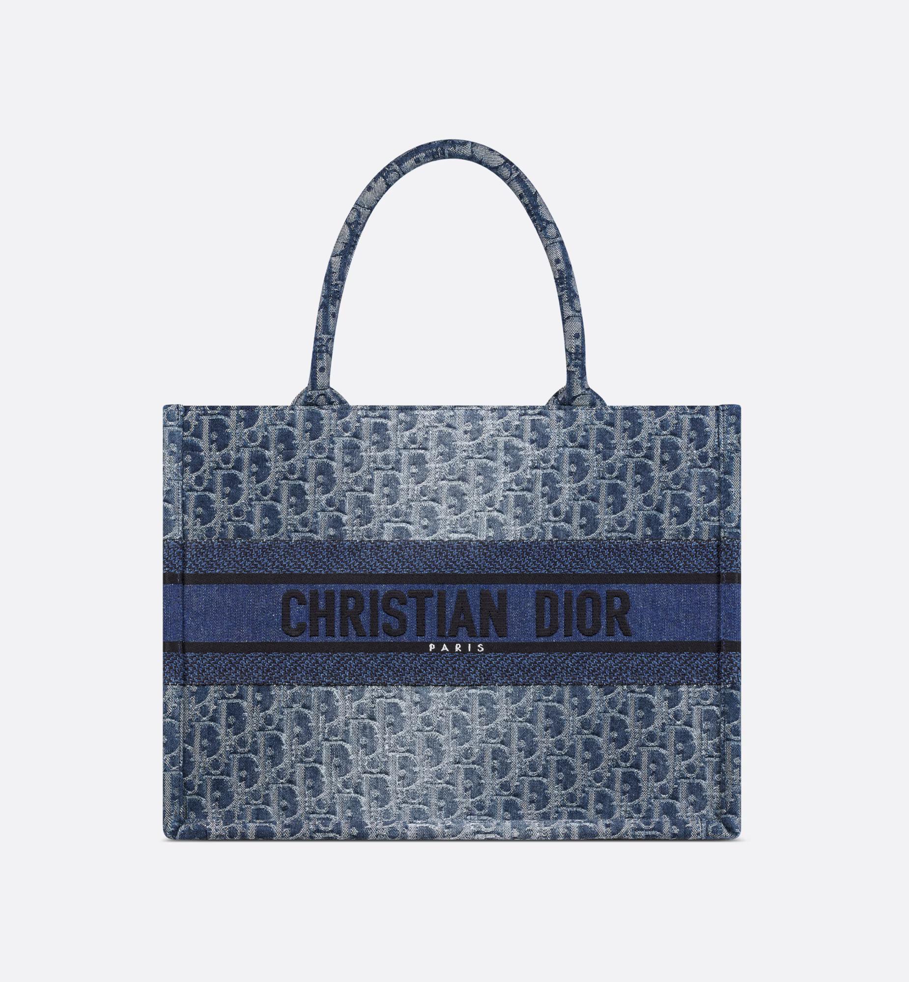 Túi Dior Medium Dior Book Tote Blue Denim Dior Oblique Jacquard Nữ Xanh Dương