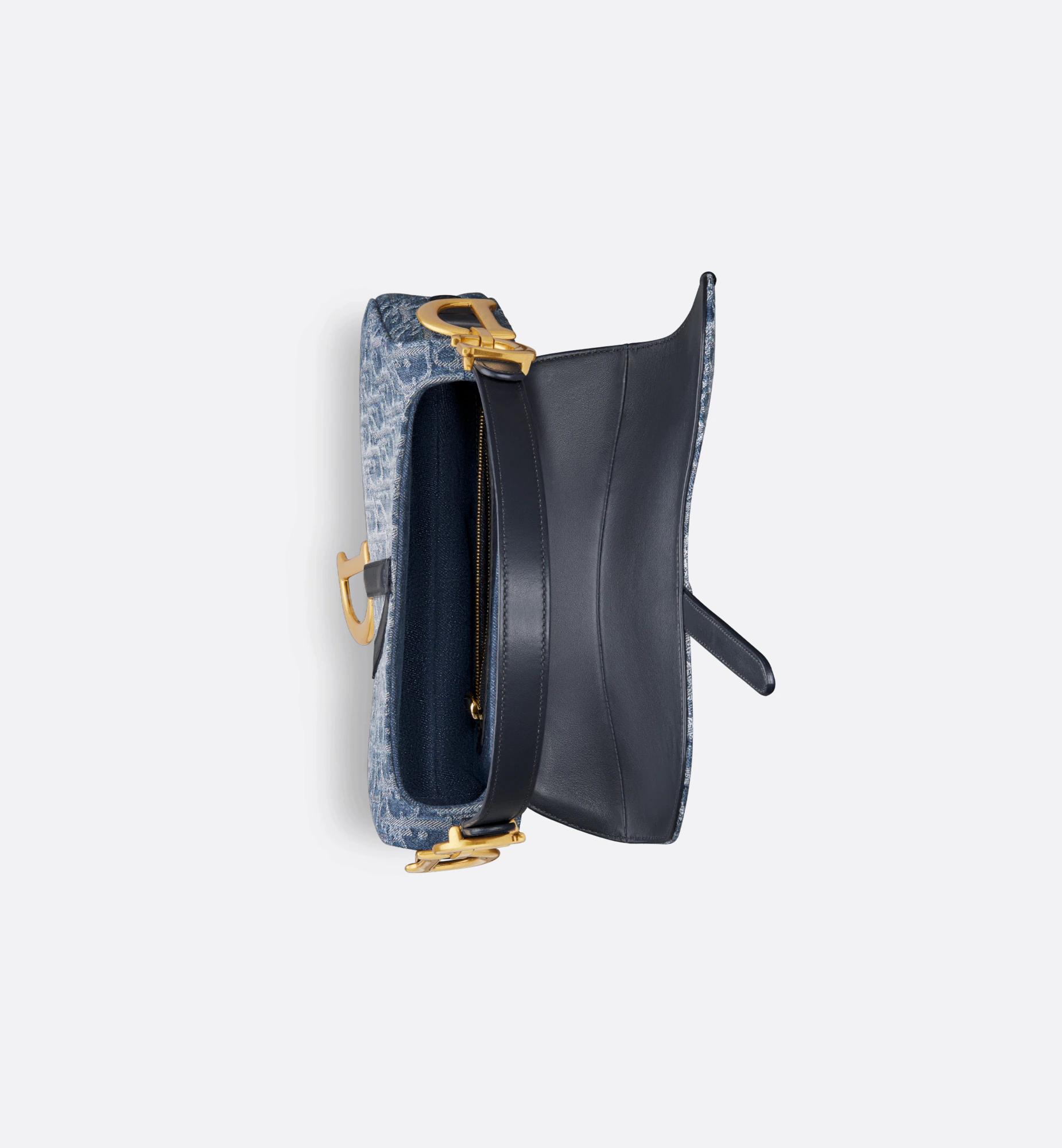 Túi Dior Saddle Bag With Strap Blue Denim Dior Oblique Jacquard Nữ Xanh Dương