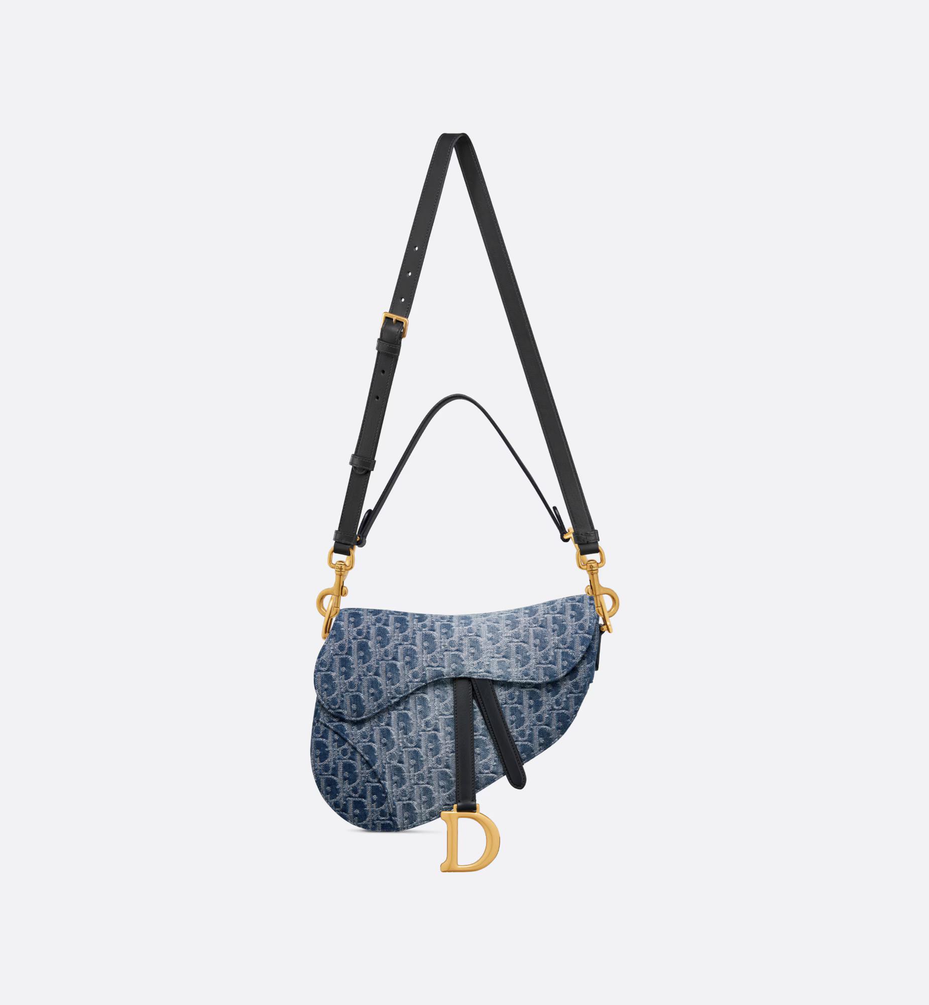 Túi Dior Saddle Bag With Strap Blue Denim Dior Oblique Jacquard Nữ Xanh Dương
