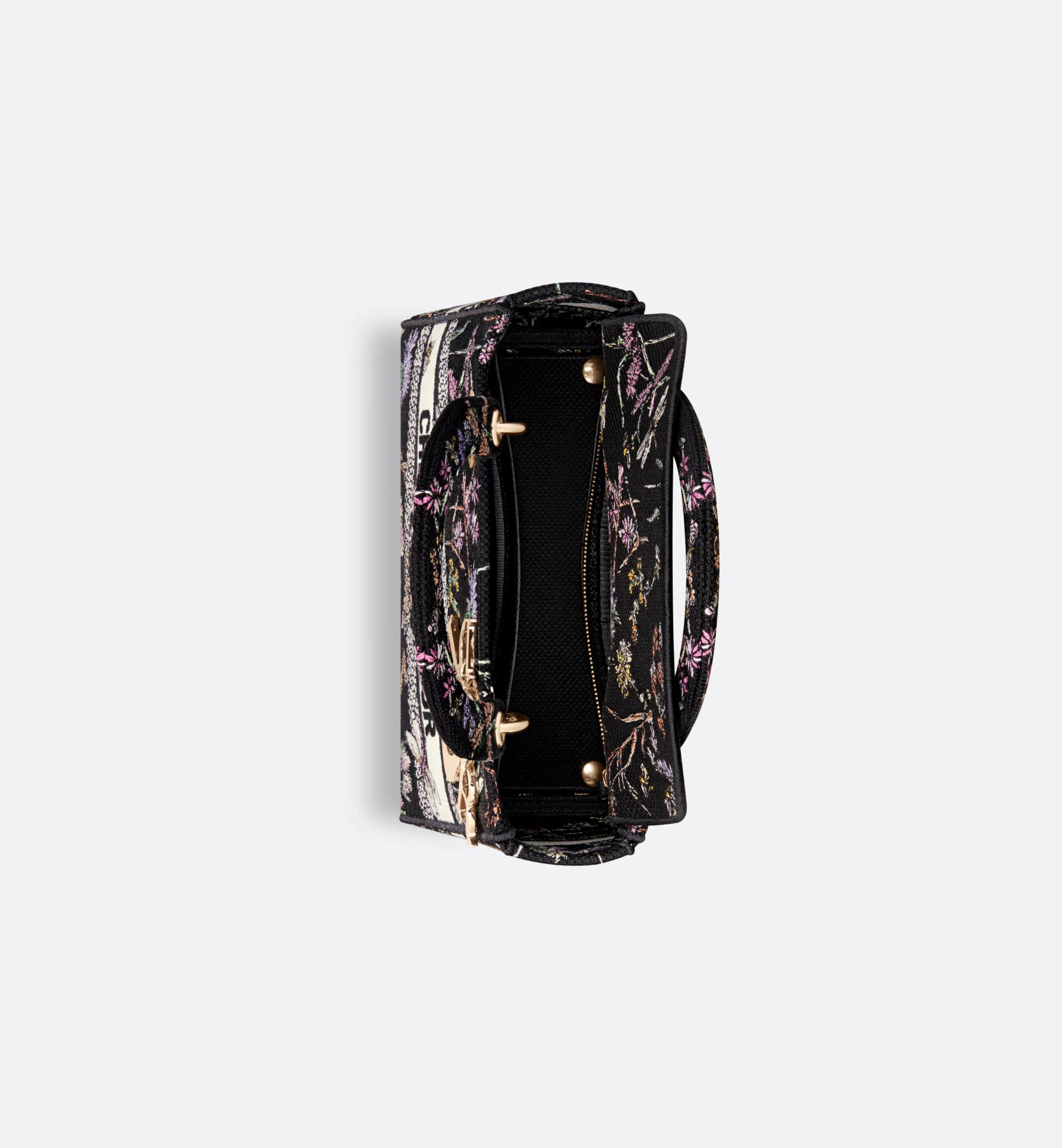 Túi Dior Medium Lady D-Lite Bag Black Multicolor Dior Herbarium Embroidery Nữ Đen