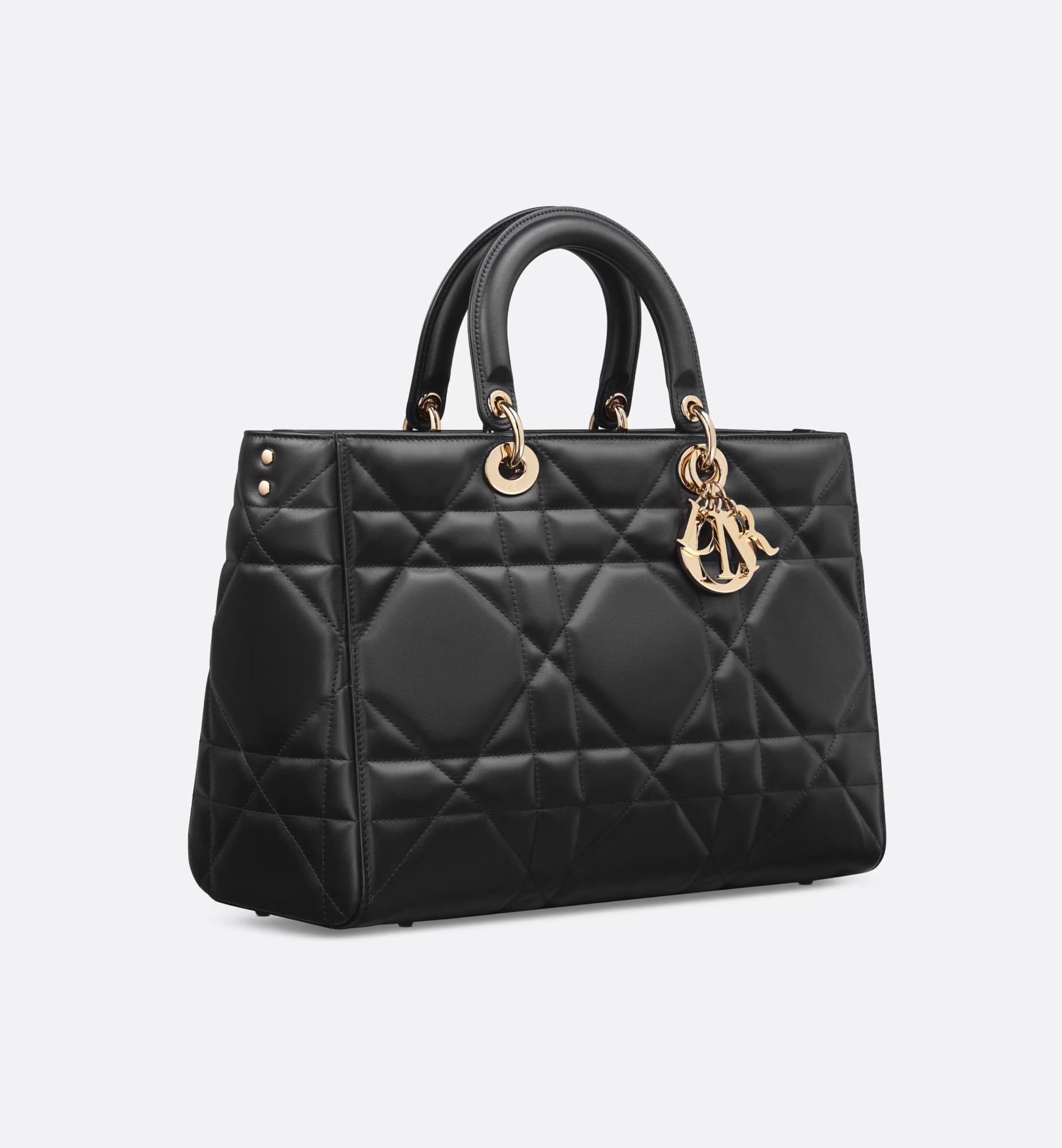 Túi Dior Large Lady D-Sire Bag Black Maxicannage Calfskin Nữ Đen