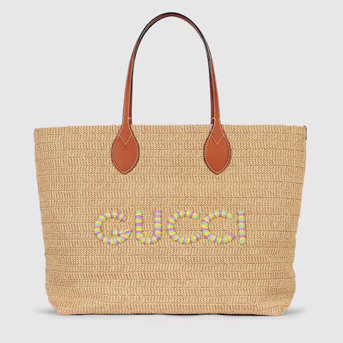 Túi Gucci Medium Tote Bag With Gucci Patch Nữ Be