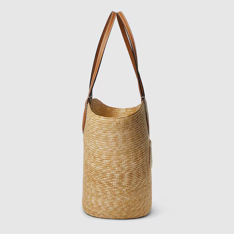 Túi Gucci Medium Tote Bag With Gucci Patch Nữ Be Nâu