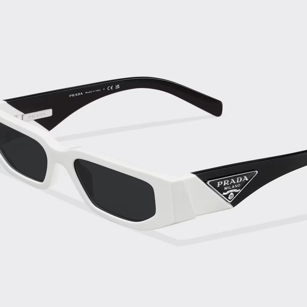 Kính Prada Sunglasses With Triangle Logo Nam Trắng Đen