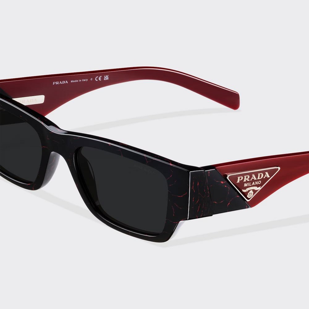 Kính Prada Sunglasses With Triangle Logo Nam Đen Đỏ