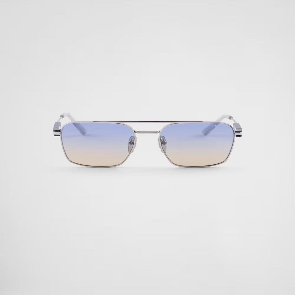 Kính Prada Sunglasses With Iconic Metal Plaque Nam Xanh Dương Bạc