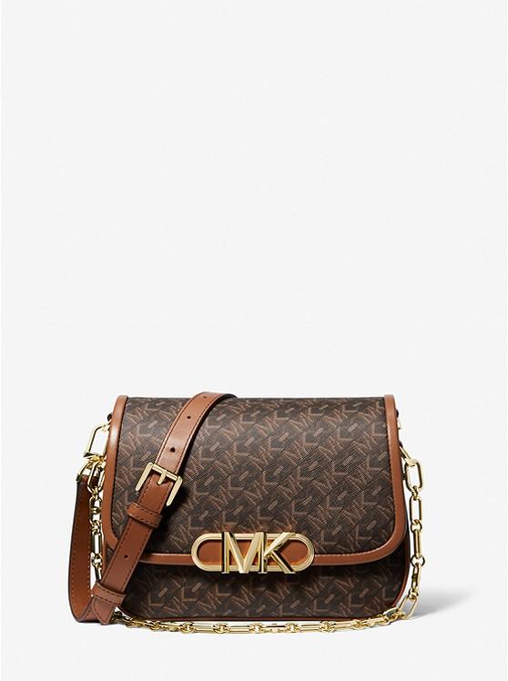 Túi Michael Kors Parker Medium Empire Signature Logo Messenger Bag Nữ Nâu