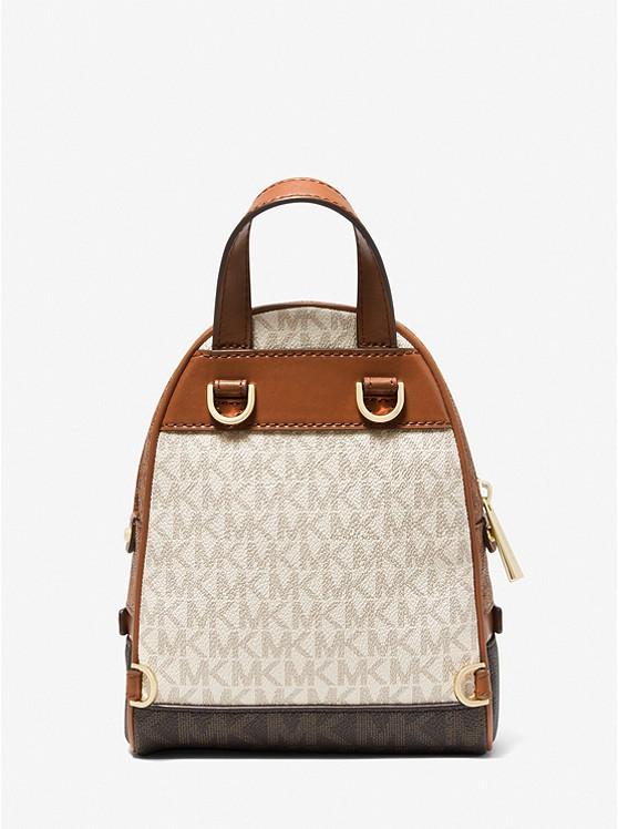 Túi Michael Kors Rhea Mini Color-Block Logo Backpack Nữ Nâu