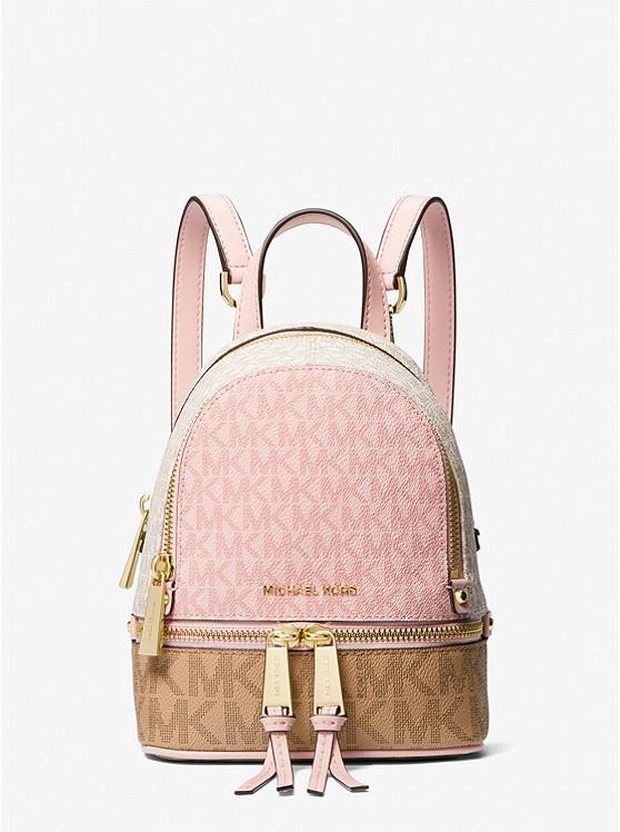 Túi Michael Kors Rhea Mini Color-Block Logo Backpack Nữ Hồng