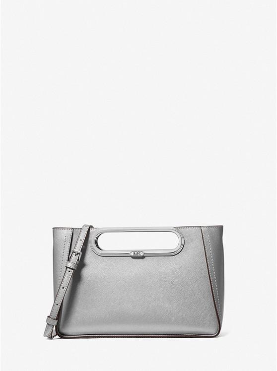 Túi Michael Kors Chelsea Large Metallic Saffiano Leather Convertible Crossbody Bag Nữ Bạc