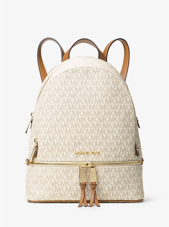 Túi Michael Kors Rhea Medium Logo Backpack Nữ Trắng