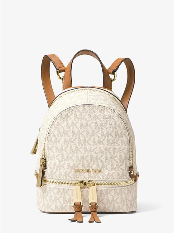 Túi Michael Kors Rhea Mini Logo Backpack Nữ Trắng