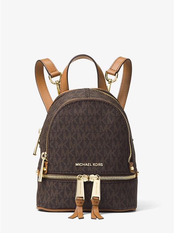 Túi Michael Kors Rhea Mini Logo Backpack Nữ Nâu