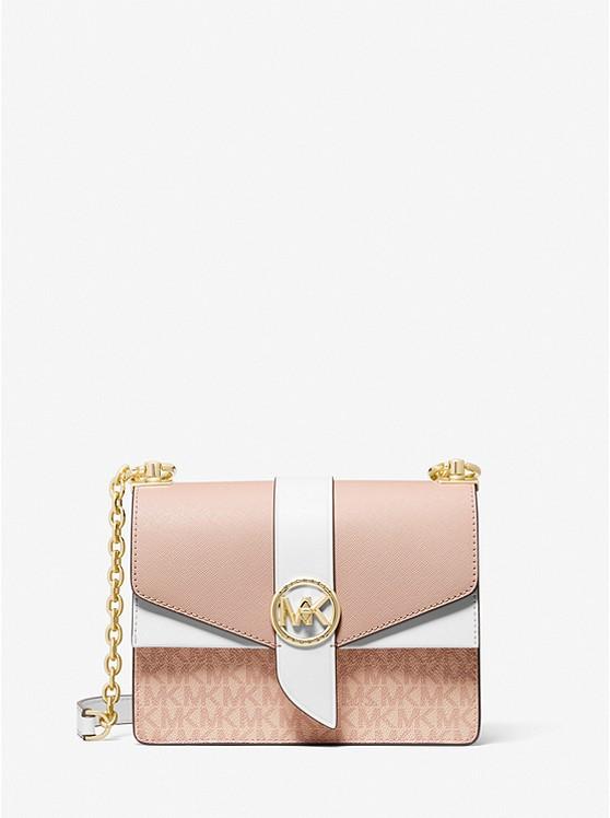 Túi Michael Kors Greenwich Small Color-Block Logo And Saffiano Leather Crossbody Bag Nữ Hồng