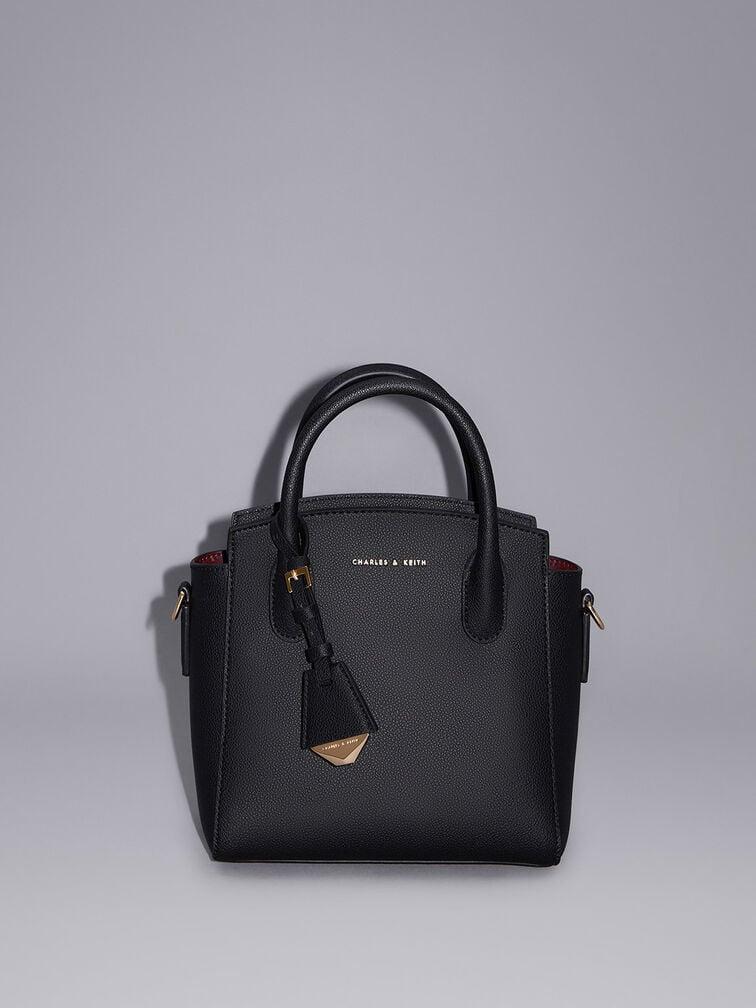 Túi Charles & Keith Double Handle Trapeze Nữ Đen