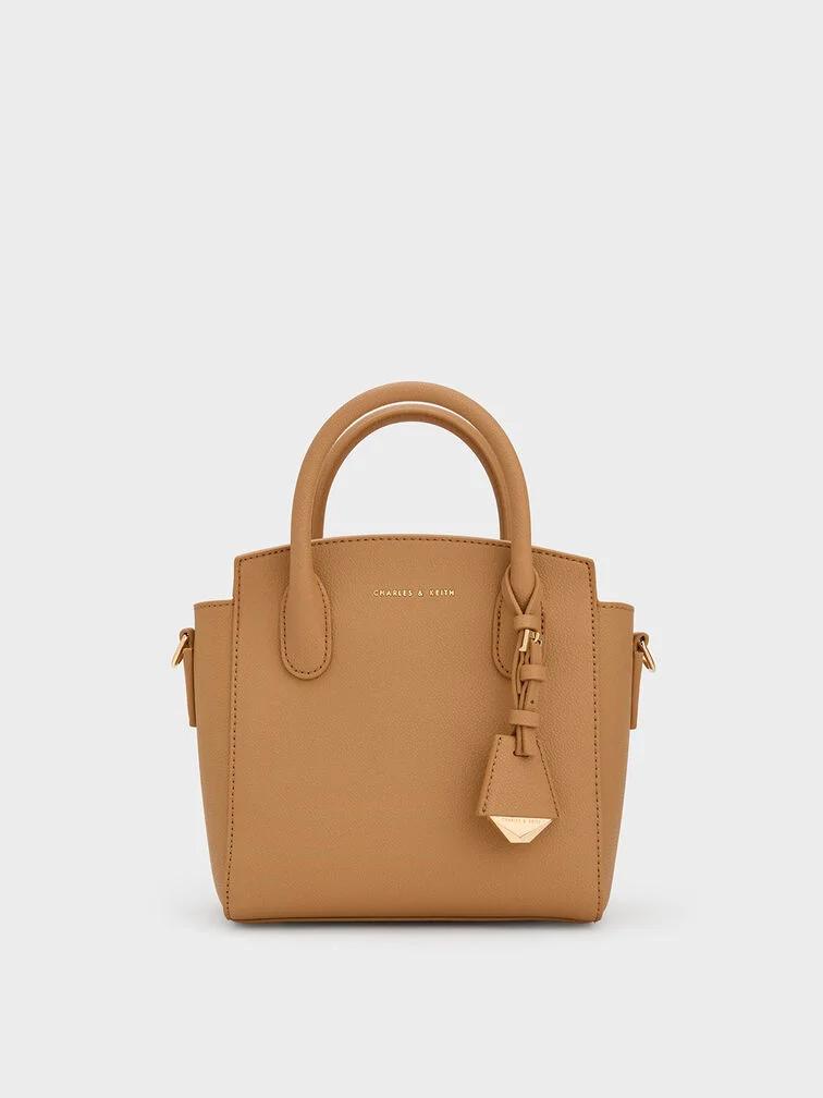 Túi Charles & Keith Double Handle Trapeze Nữ Nâu