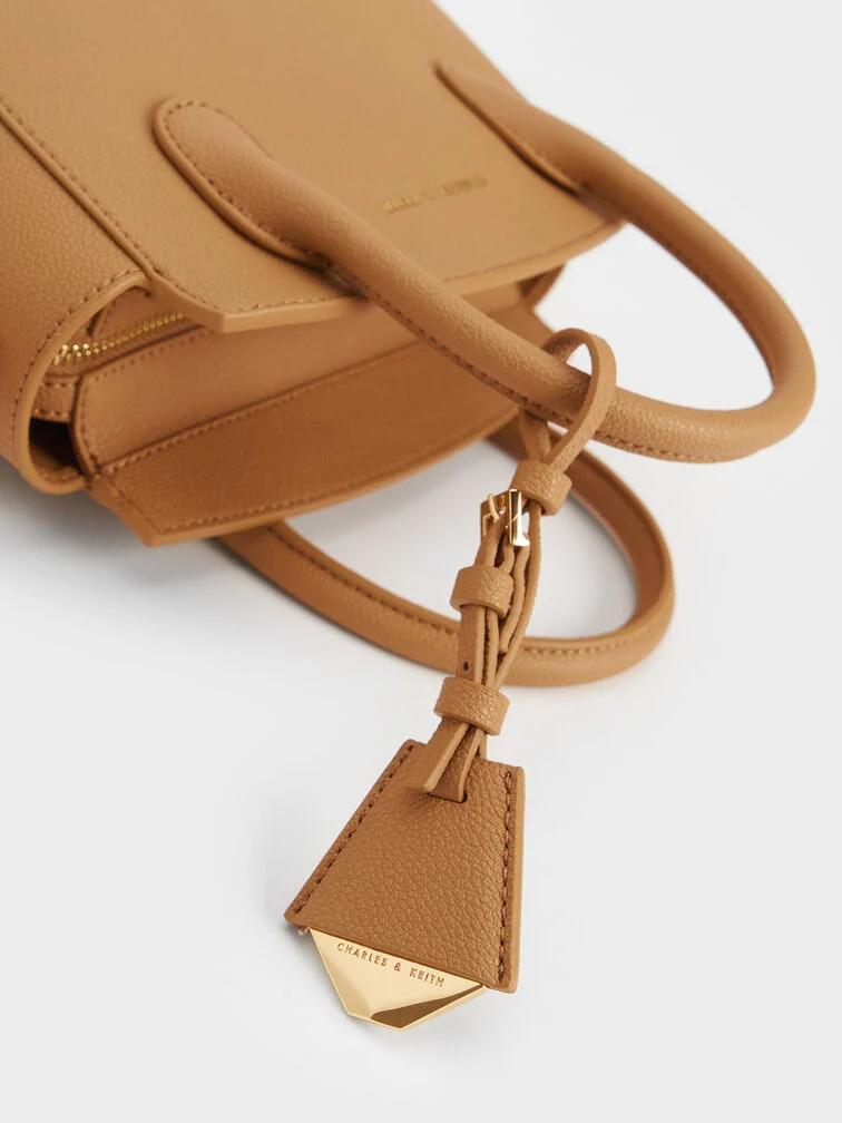 Túi Charles & Keith Double Handle Trapeze Nữ Nâu