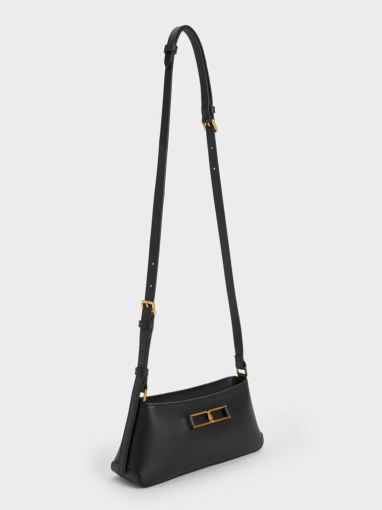 Túi Charles & Keith Gabine Leather Trapeze Nữ Đen