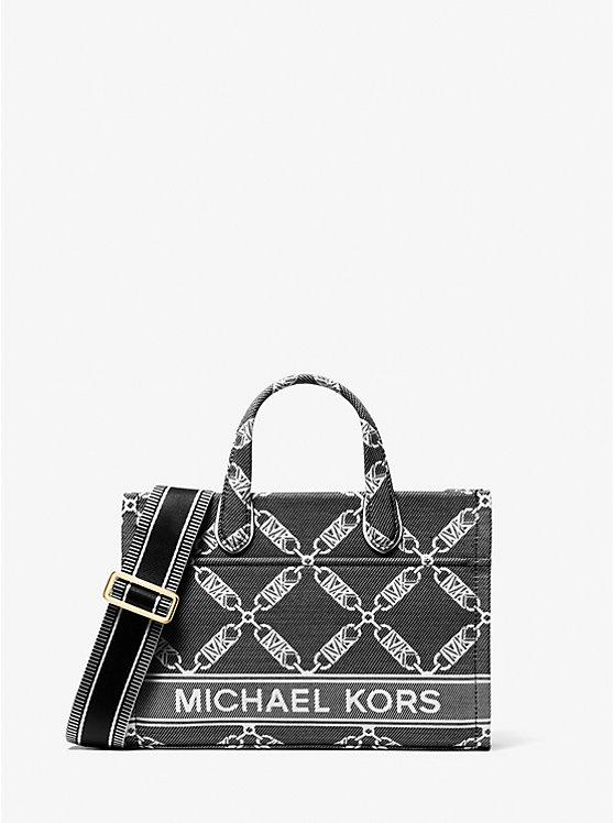 Túi Michael Kors Gigi Small Empire Logo Jacquard Messenger Bag Nữ Đen