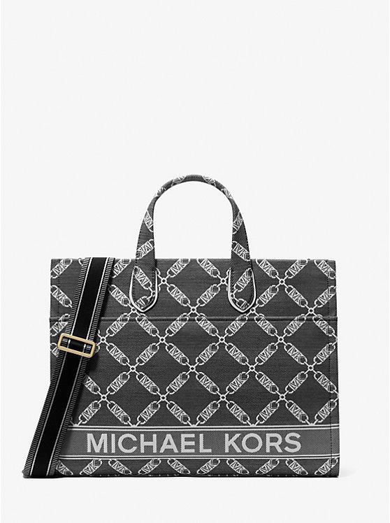 Túi Michael Kors Gigi Large Empire Logo Jacquard Tote Bag Nữ Đen