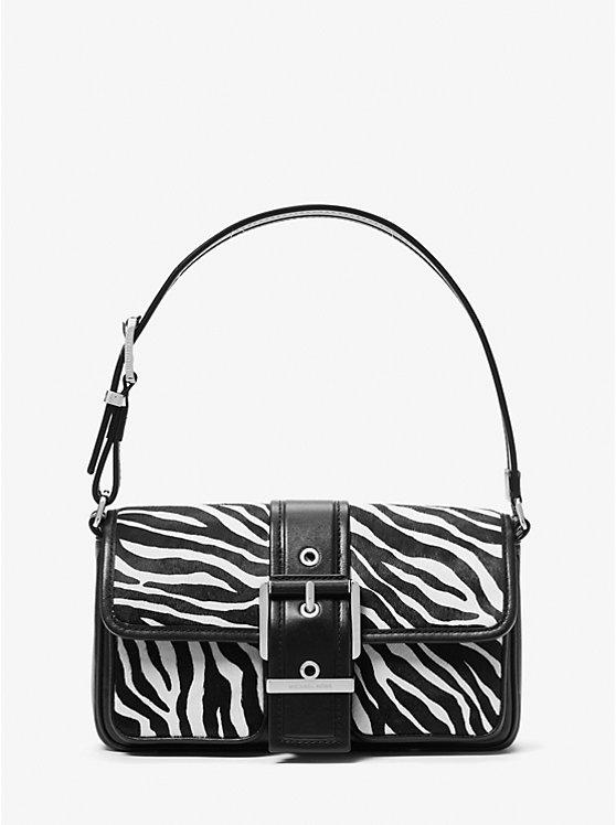 Túi Michael Kors Colby Medium Zebra Print Calf Hair Shoulder Bag Nữ Đen