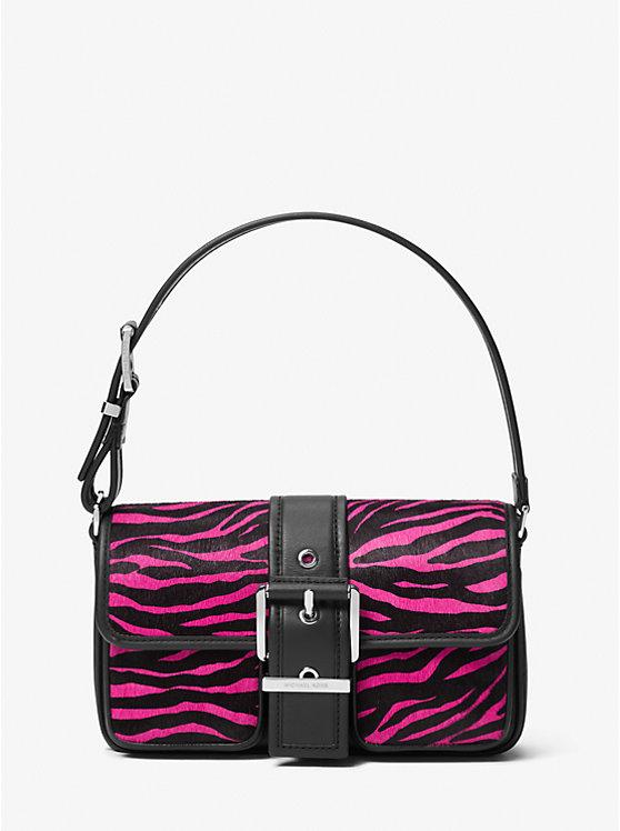 Túi Michael Kors Colby Medium Zebra Print Calf Hair Shoulder Bag Nữ Đen Hồng