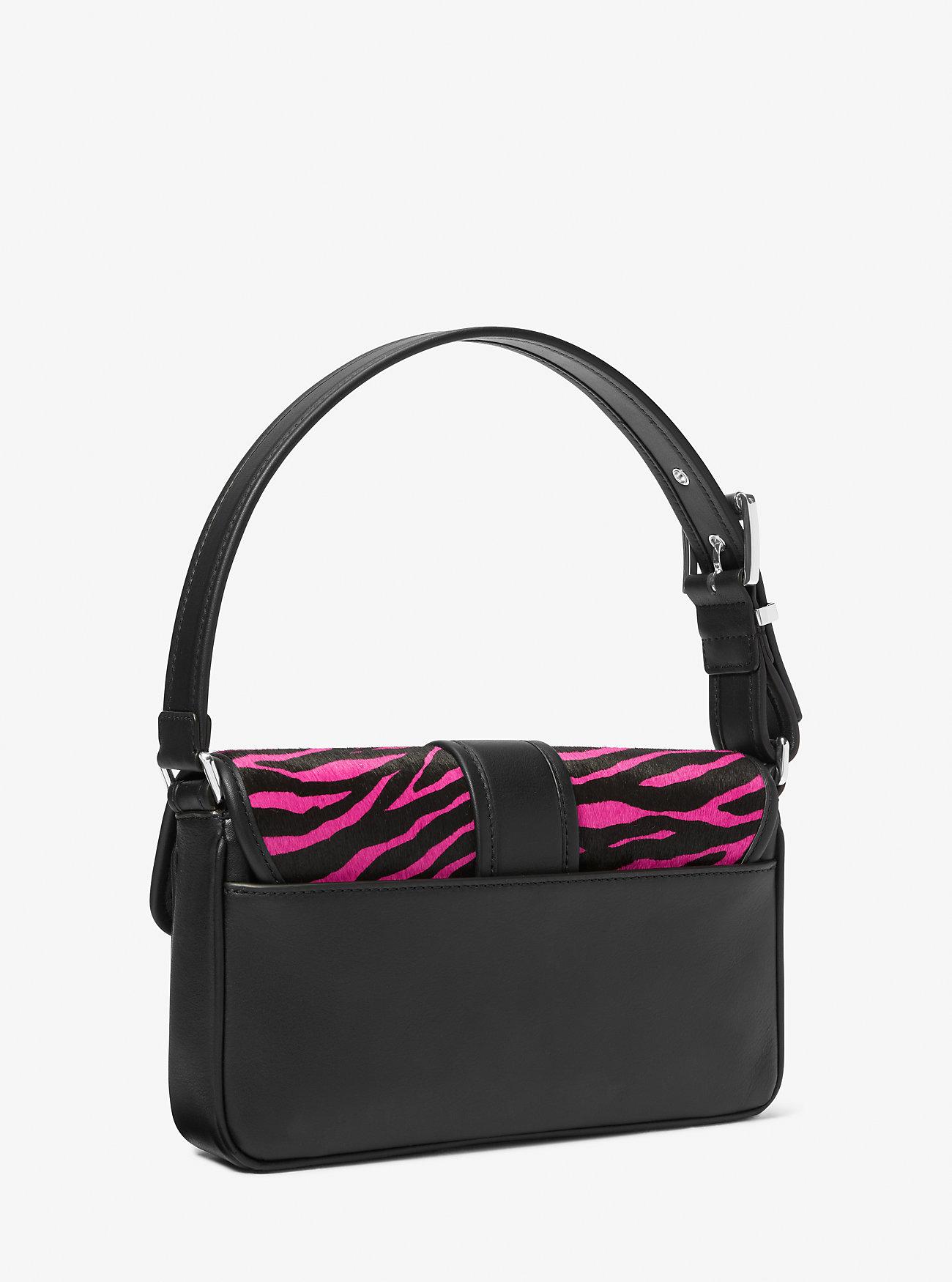 Túi Michael Kors Colby Medium Zebra Print Calf Hair Shoulder Bag Nữ Đen Hồng