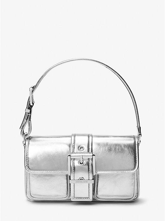 Túi Michael Kors Colby Medium Metallic Leather Shoulder Bag Nữ Bạc