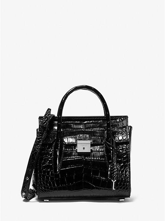 Túi Michael Kors Campbell Mini Crocodile Embossed Leather Satchel Nữ Đen