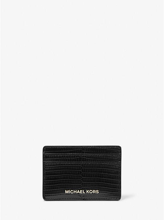 Túi Michael Kors Jet Set Lizard Embossed Leather Card Case Nữ Đen