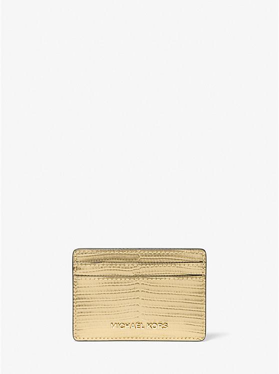 Túi Michael Kors Jet Set Metallic Lizard Embossed Leather Card Case Nữ Vàng