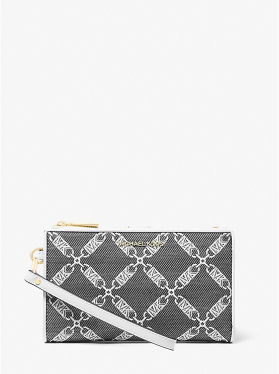 Túi Michael Kors Jet Set Large Empire Logo Jacquard Wristlet Nữ Đen