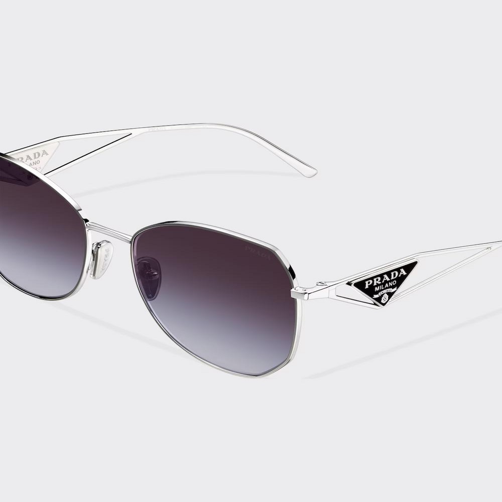 Kính Prada Sunglasses With Triangle Logo Nữ Bạc Xám