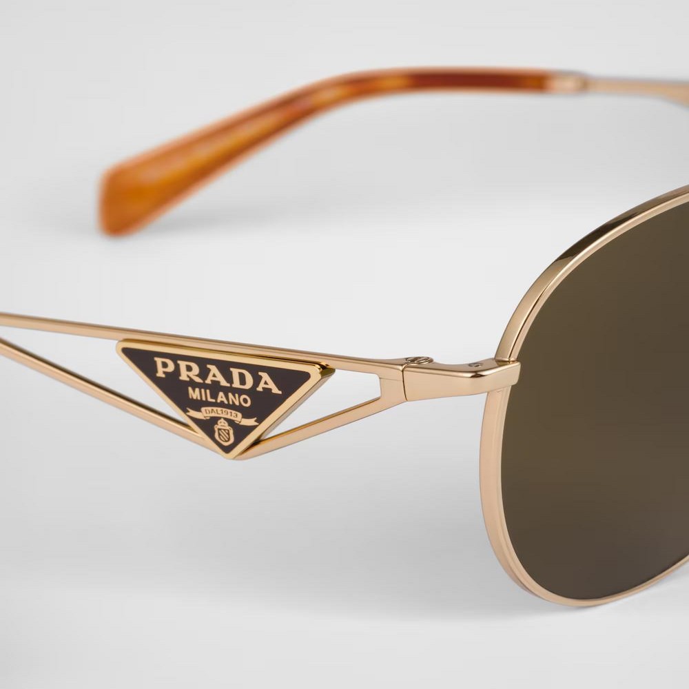 Kính Prada Sunglasses With Triangle Logo Nữ Nâu Vàng