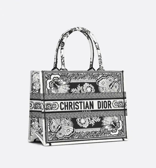 Túi Dior Medium Dior Book Tote Black And White Butterfly Bandana Embroidery