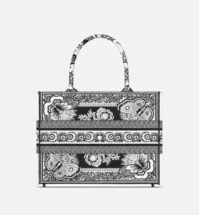 Túi Dior Medium Dior Book Tote Black And White Butterfly Bandana Embroidery