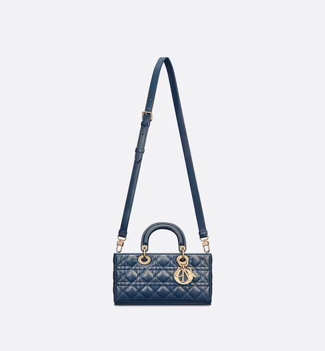 Túi Dior Medium Lady D-Joy Bag Pastel Midnight Blue Glossy Iridescent Cannage Calfskin