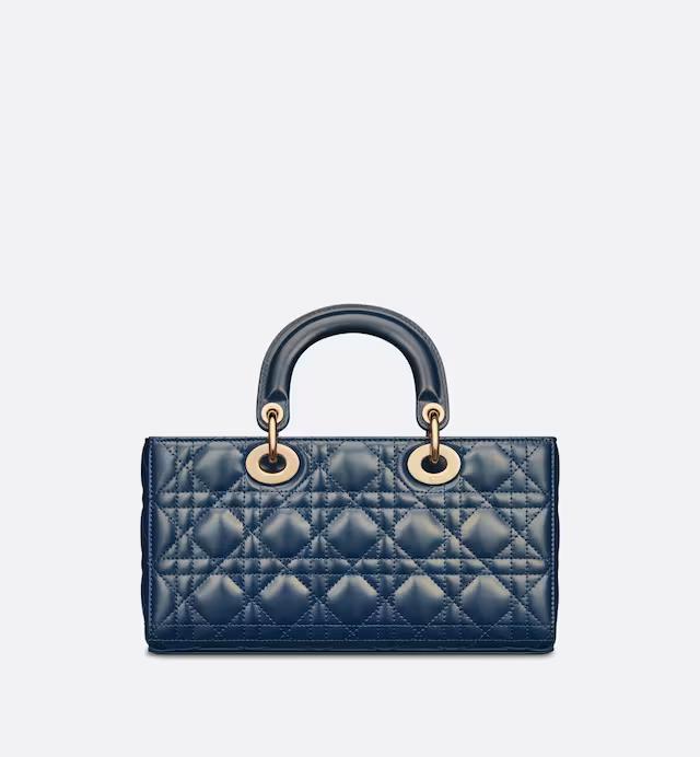 Túi Dior Medium Lady D-Joy Bag Pastel Midnight Blue Glossy Iridescent Cannage Calfskin