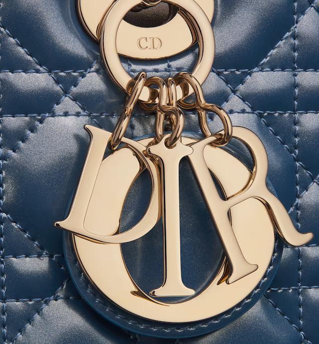 Túi Dior Medium Lady Dior Bag Pastel Midnight Blue Glossy Iridescent Cannage Calfskin