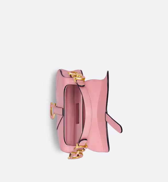 Túi Dior Mini Saddle Bag With Strap Melocoton Pink Pearlescent Deerskin