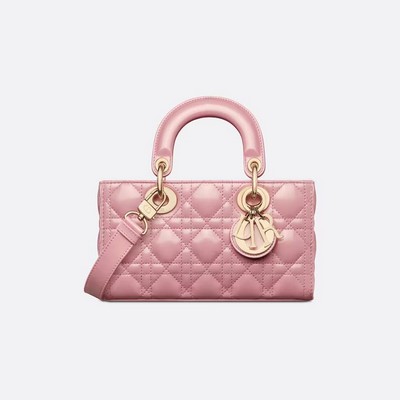 Túi Dior Small Lady D-Joy Bag Melocoton Pink Glossy Iridescent Cannage Calfskin