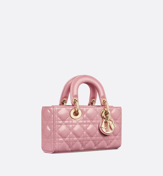 Túi Dior Small Lady D-Joy Bag Melocoton Pink Glossy Iridescent Cannage Calfskin