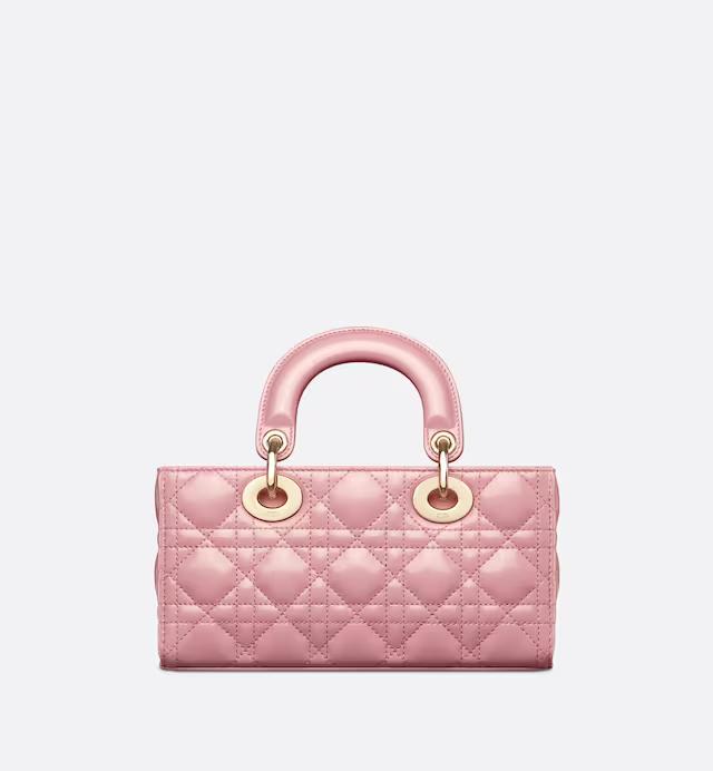 Túi Dior Small Lady D-Joy Bag Melocoton Pink Glossy Iridescent Cannage Calfskin