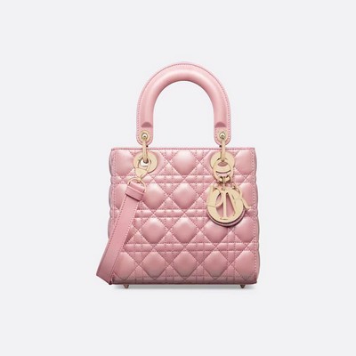 Túi Dior Small Lady Dior Bag Melocoton Pink Pearlescent Cannage Lambskin