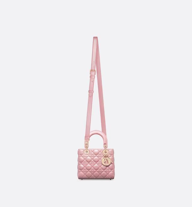 Túi Dior Small Lady Dior Bag Melocoton Pink Pearlescent Cannage Lambskin