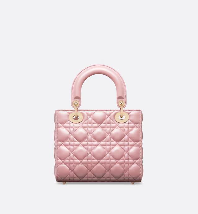 Túi Dior Small Lady Dior Bag Melocoton Pink Pearlescent Cannage Lambskin