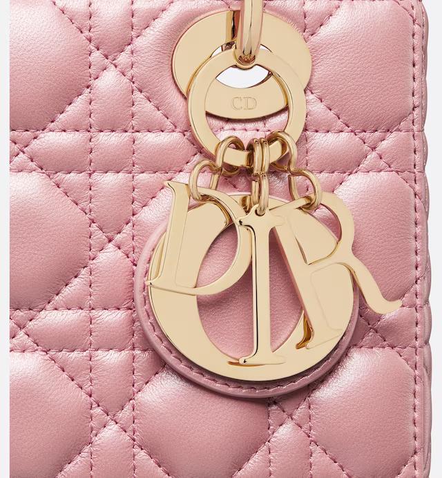 Túi Dior Small Lady Dior Bag Melocoton Pink Pearlescent Cannage Lambskin