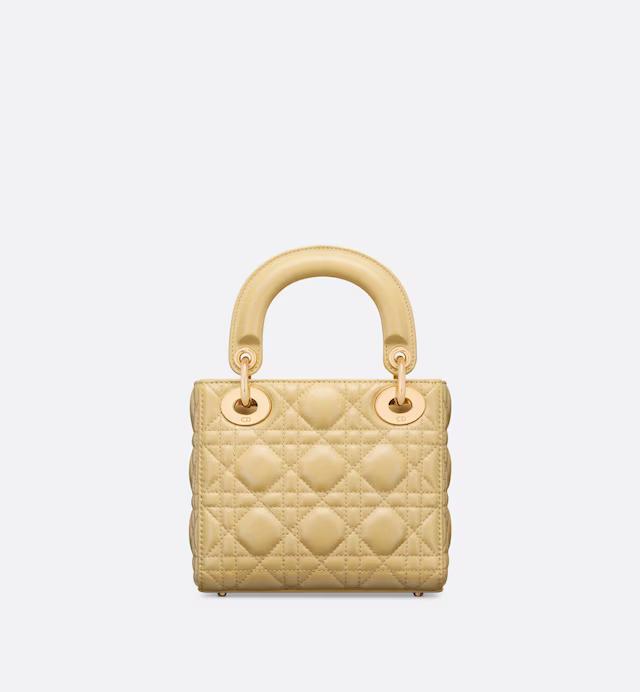 Túi Dior Mini Lady Dior Bag Pastel Yellow Pearlescent Cannage Lambskin