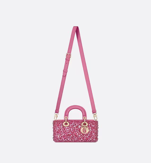 Túi Dior Small Lady D-Joy Bag Pink Strass-Embroidered Satin