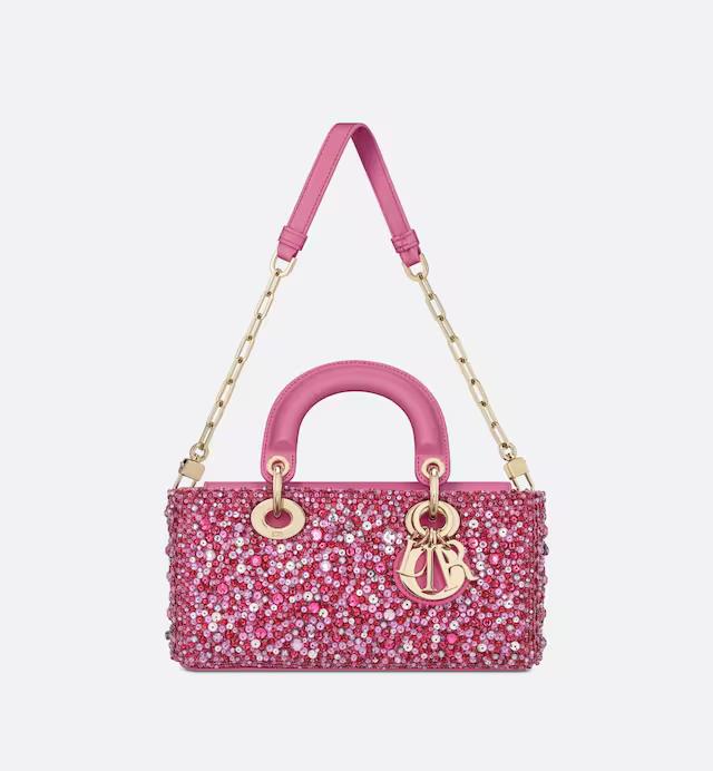 Túi Dior Small Lady D-Joy Bag Pink Strass-Embroidered Satin